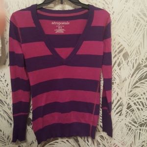 Medium Pink/Purple Slip On V Neck Sweater